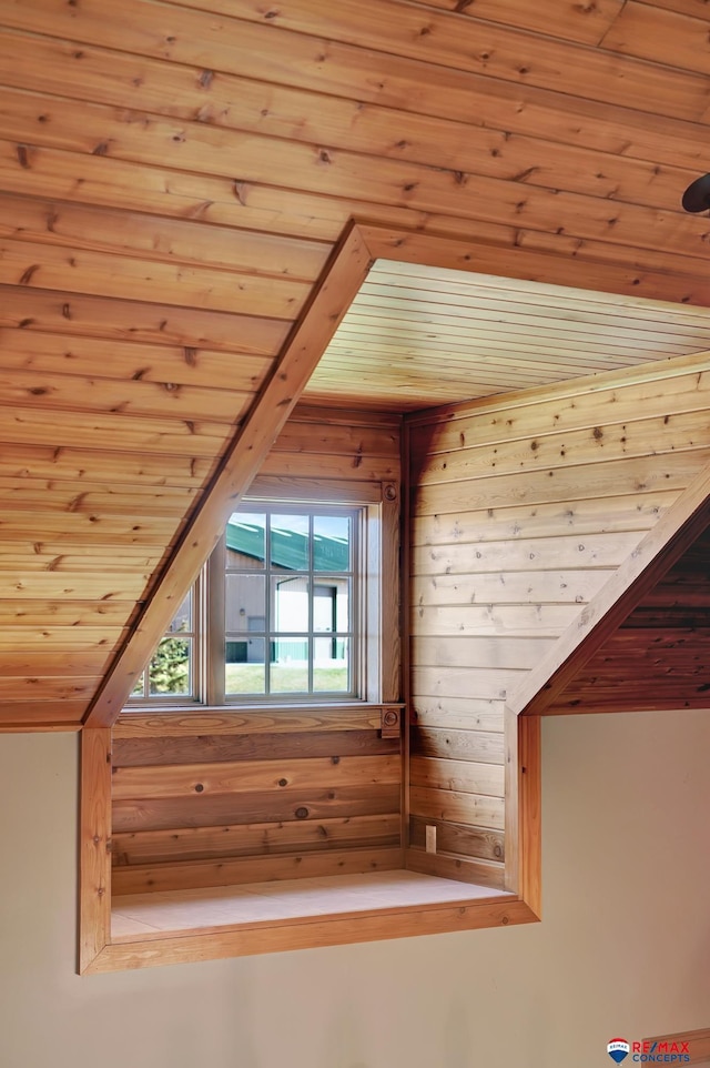 interior space with wood ceiling