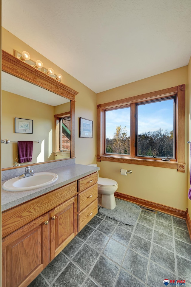 bathroom with toilet and vanity