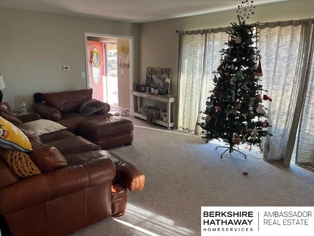 living room featuring carpet floors and a wealth of natural light