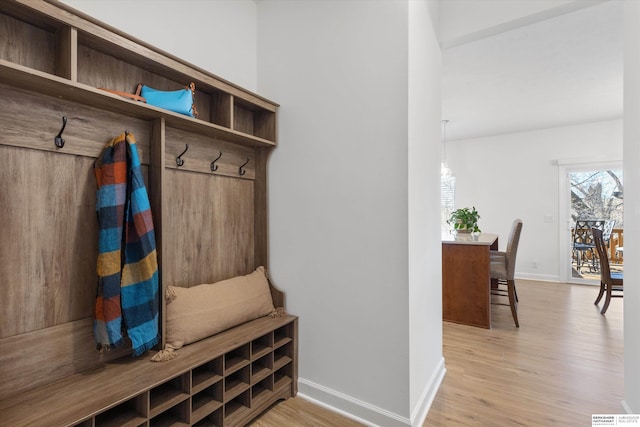 mudroom featuring light hardwood / wood-style floors