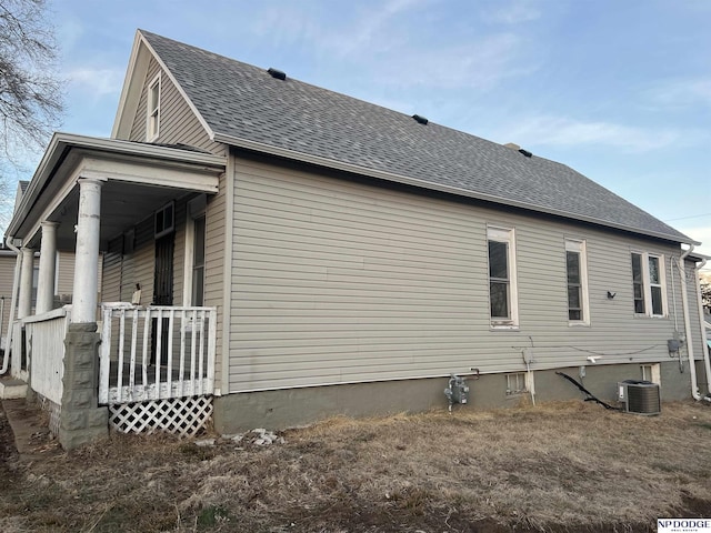 view of property exterior with central air condition unit