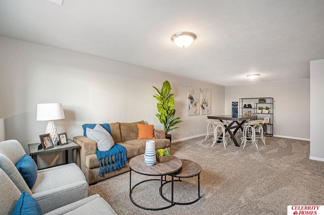 living room featuring carpet