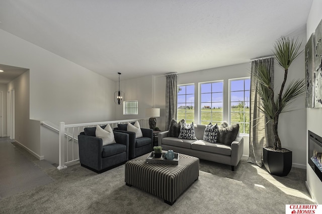 living room featuring carpet floors