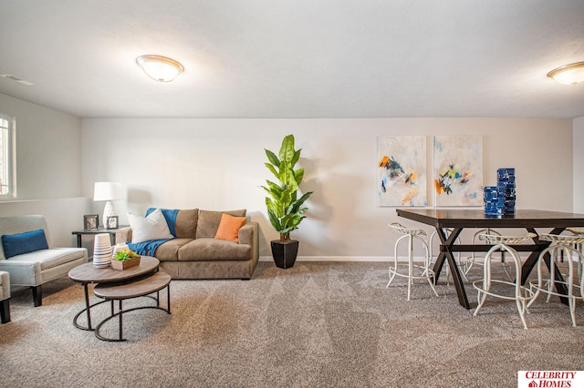 living room featuring carpet flooring