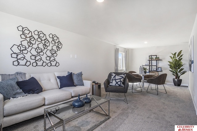 living room with carpet floors