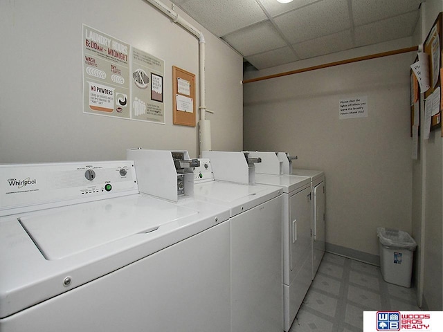 clothes washing area with independent washer and dryer