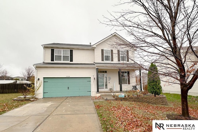 view of property featuring a garage