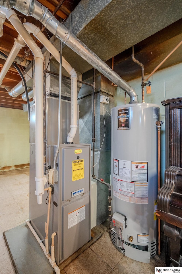 utility room with water heater