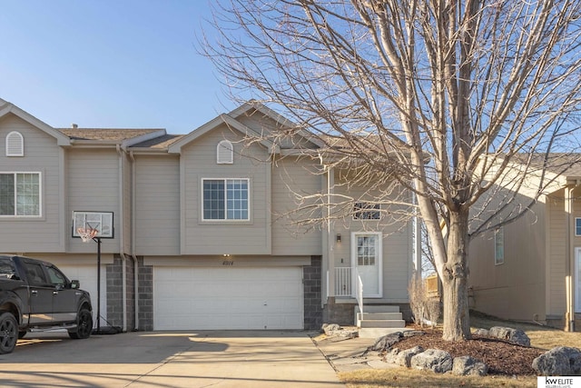 view of front of property with a garage