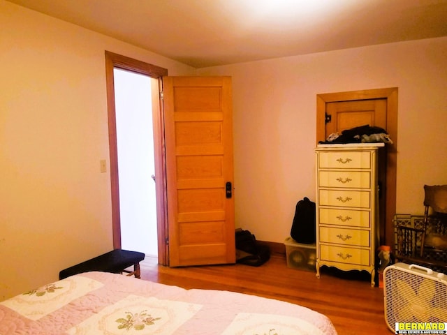 bedroom featuring wood-type flooring