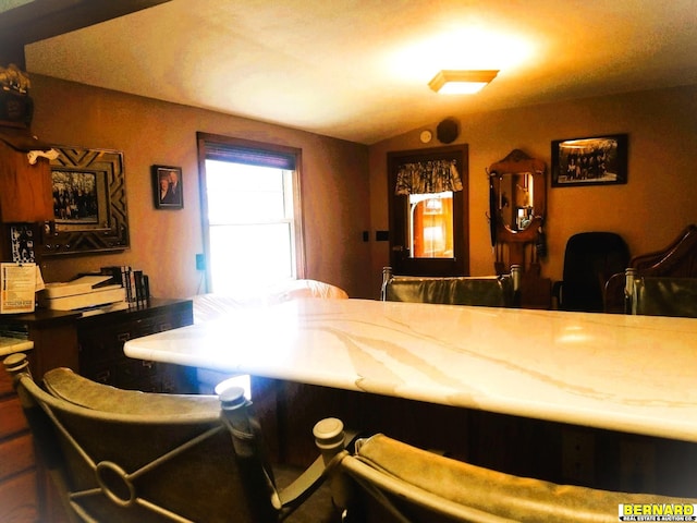 kitchen featuring lofted ceiling