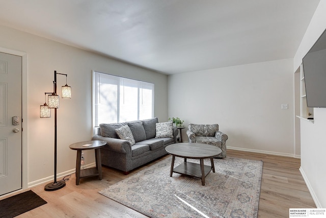 living room with light wood-type flooring