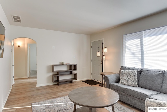 living room featuring light hardwood / wood-style floors