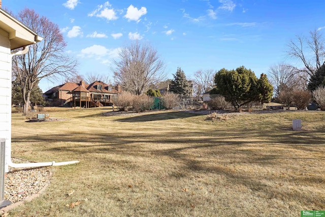 view of yard featuring a wooden deck