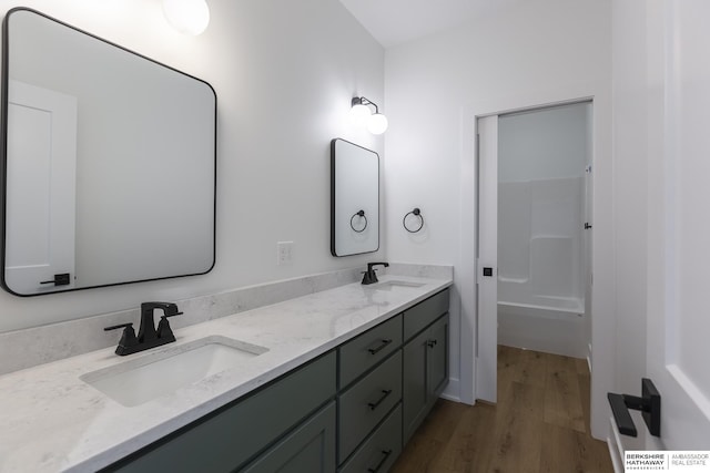 bathroom featuring wood-type flooring and vanity