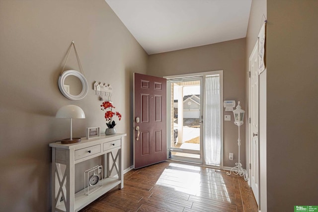 foyer featuring dark wood-type flooring