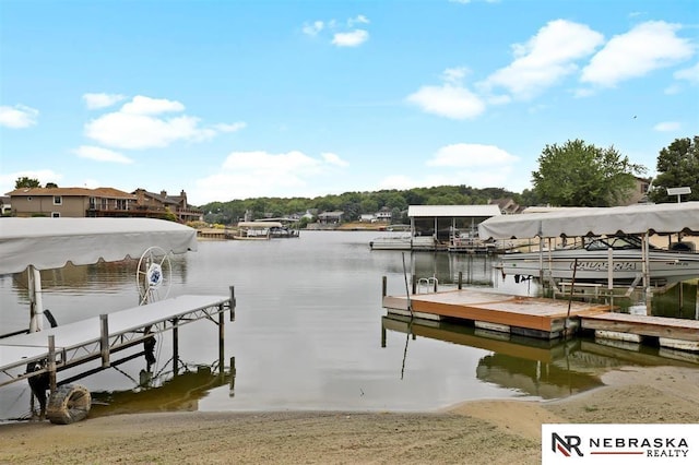 view of dock featuring a water view