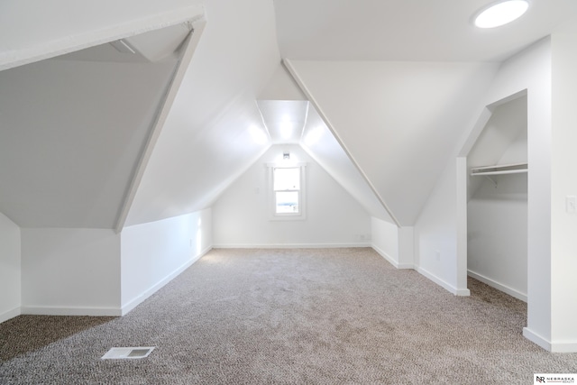 additional living space with carpet and lofted ceiling