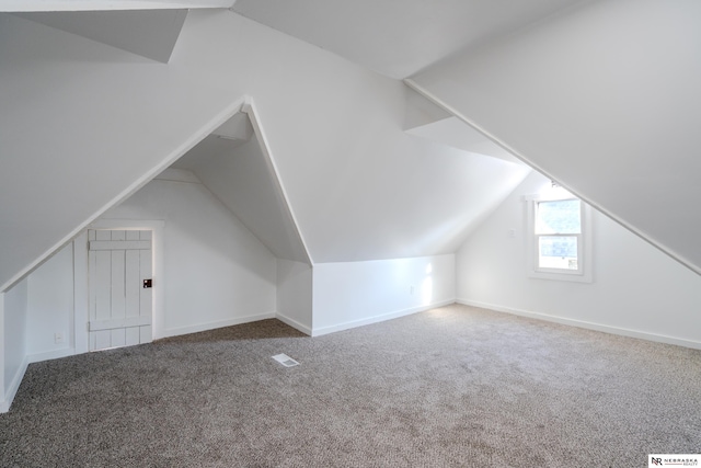 additional living space featuring carpet and lofted ceiling