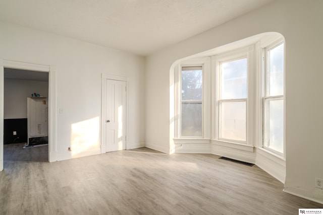 spare room featuring light wood-type flooring