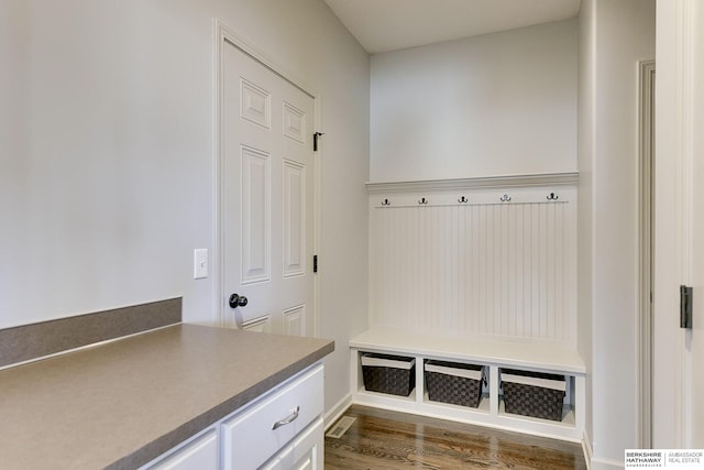 mudroom featuring dark hardwood / wood-style flooring