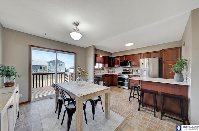 dining area with sink