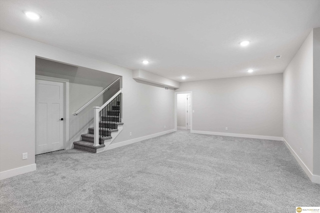 basement featuring carpet