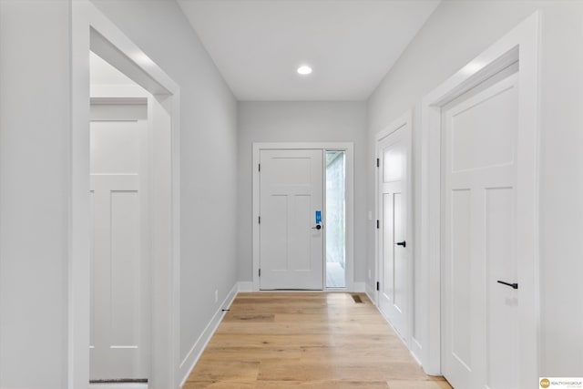 entryway with light wood-type flooring