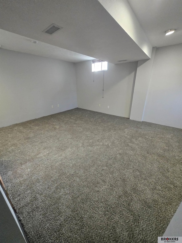 basement with carpet floors