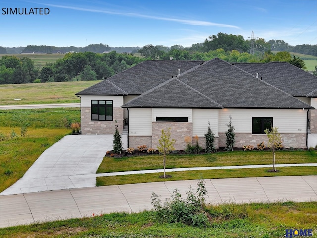 view of front of home with a front yard