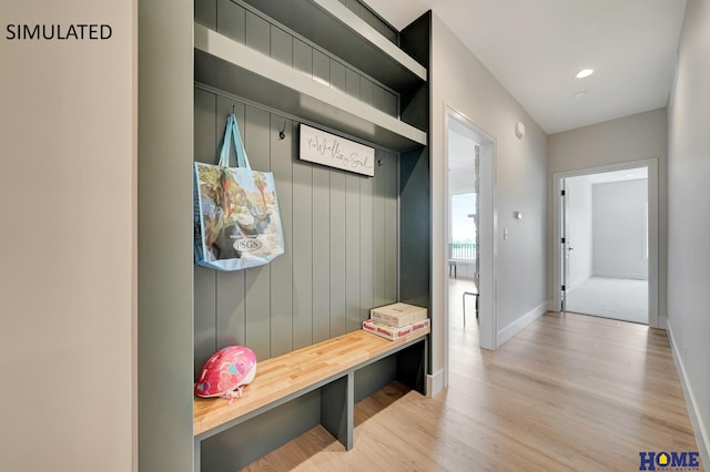 mudroom with light wood-type flooring