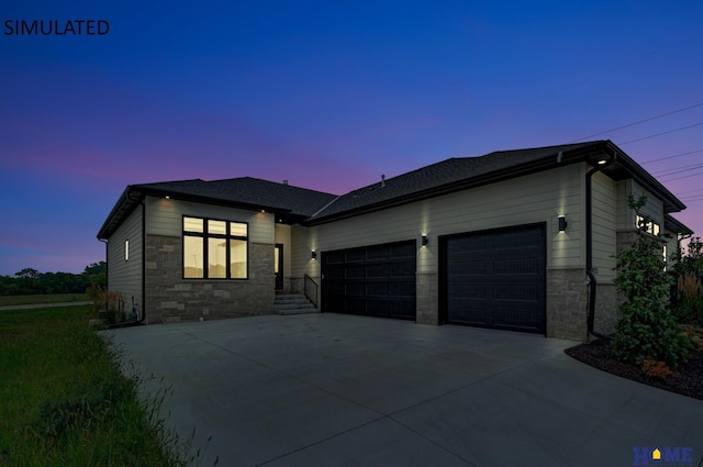 view of front of property featuring a garage