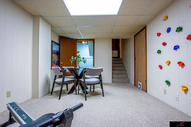 dining space featuring carpet flooring