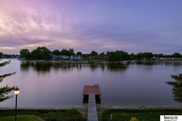 dock area featuring a water view