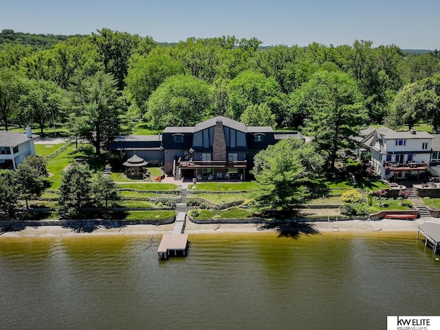 property view of water with a boat dock