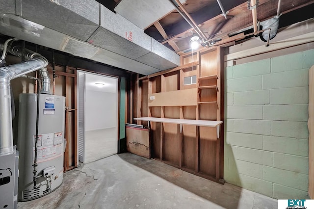 basement with water heater