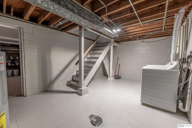 basement with washer / clothes dryer