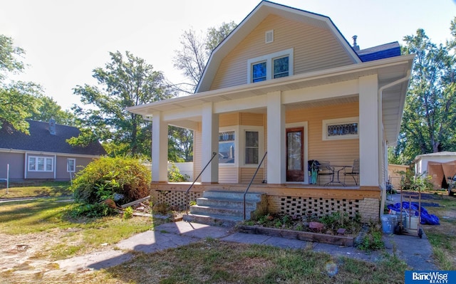 view of front of home with covered porch