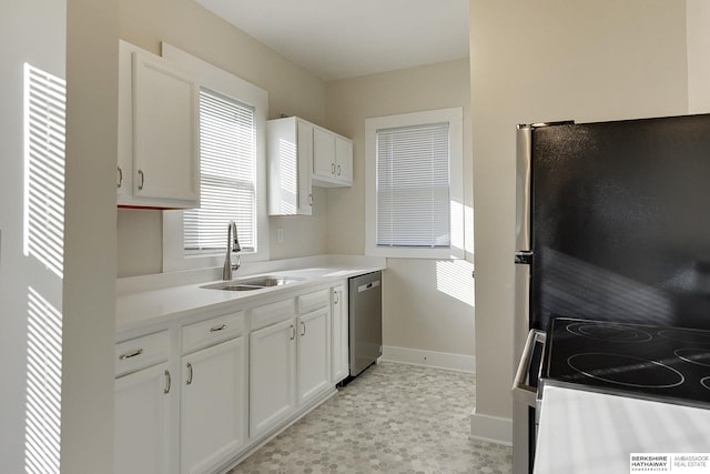 kitchen with sink, white cabinetry, and stainless steel appliances