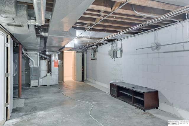 basement featuring electric panel