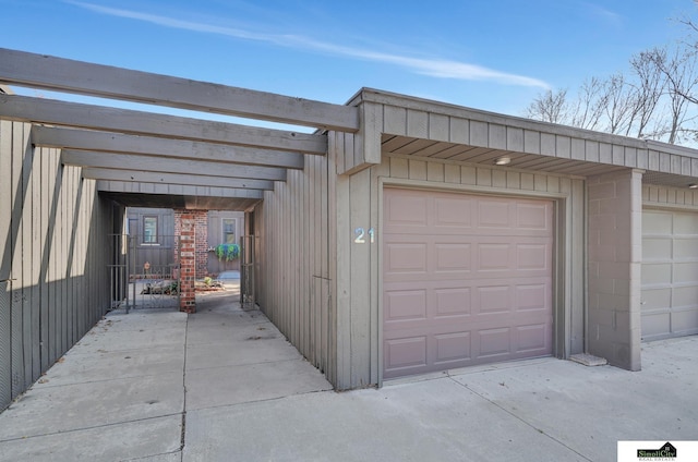 view of garage