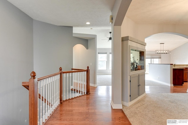 hall with light hardwood / wood-style floors