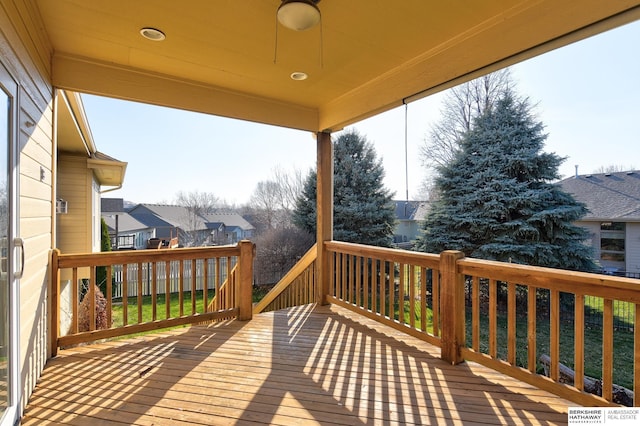 deck featuring ceiling fan