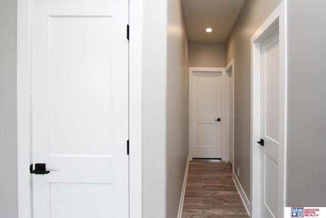 hall featuring dark hardwood / wood-style flooring