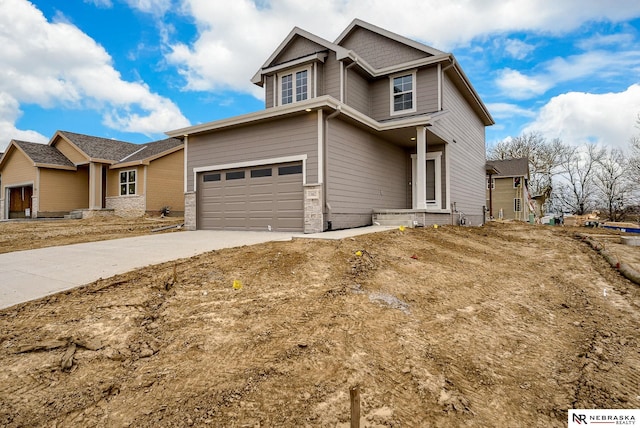 craftsman inspired home featuring a garage