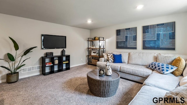 living room with carpet floors