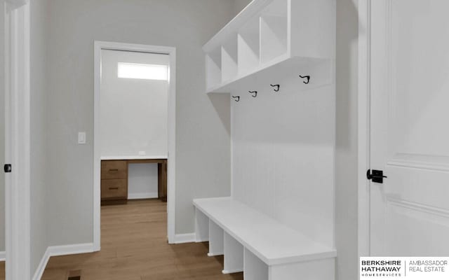 mudroom with light wood-type flooring