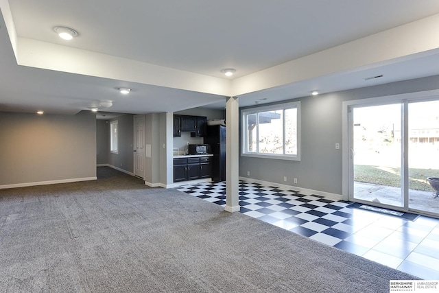 interior space featuring black fridge