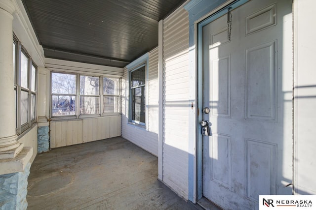 view of unfurnished sunroom