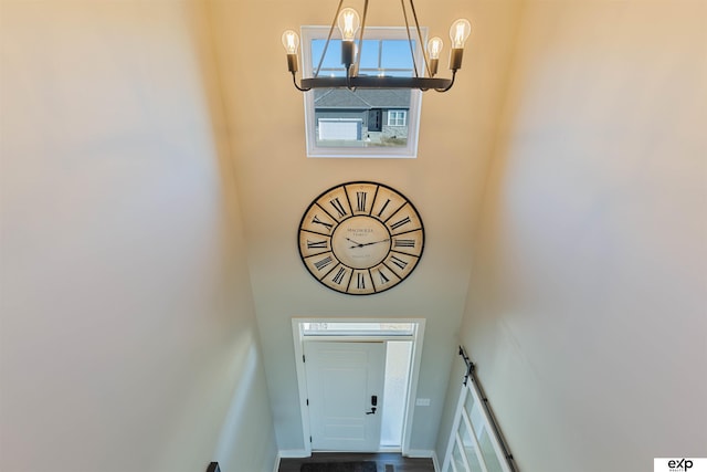 interior space with an inviting chandelier